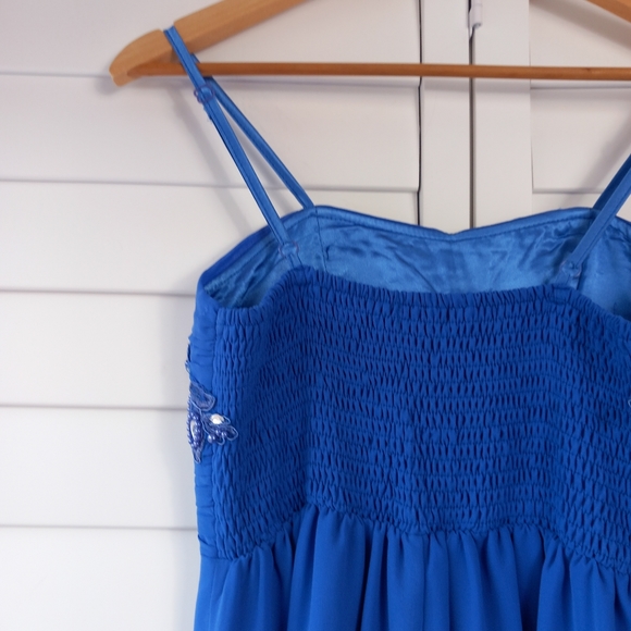 Quiz Floaty Dress Cobalt Blue Size 10 Strappy Embellished Prom Wedding Cruise - Picture 12 of 16